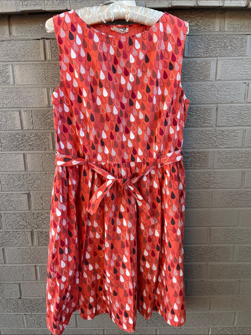Circus Retro Inspired Fit and Flare Dress- Prach with Maroon/Black Detail- 12